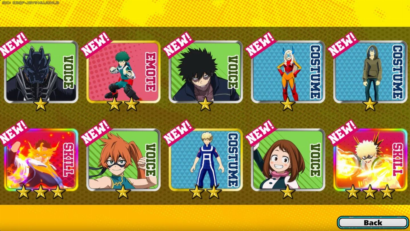 My Hero Ultra Rumble - Steam - Opçoes com Personagem/Estilo Alternativo/Skins