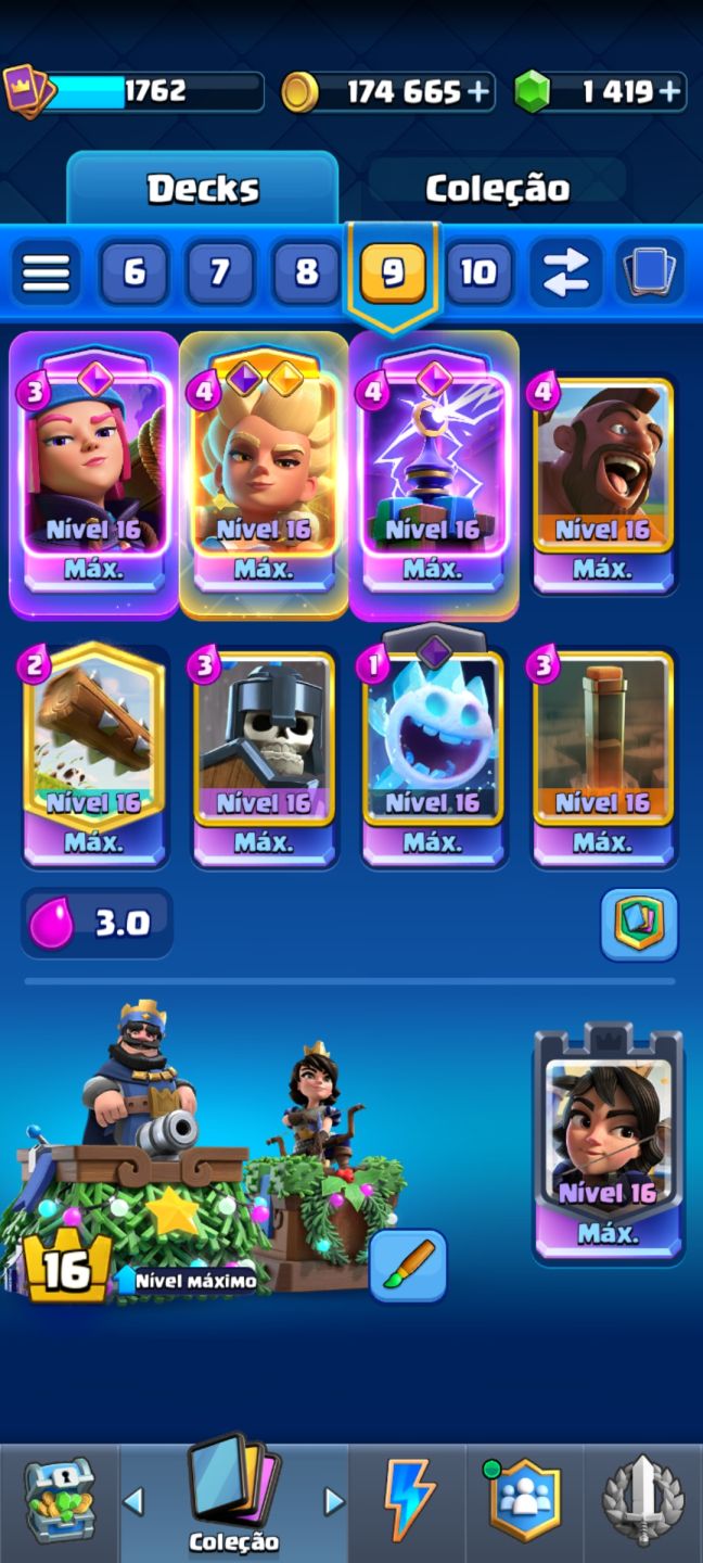 [IMPERDÍVEL] CONTA CLASH ROYALE COM 2 DECKS FULL 16 [12K troféus]