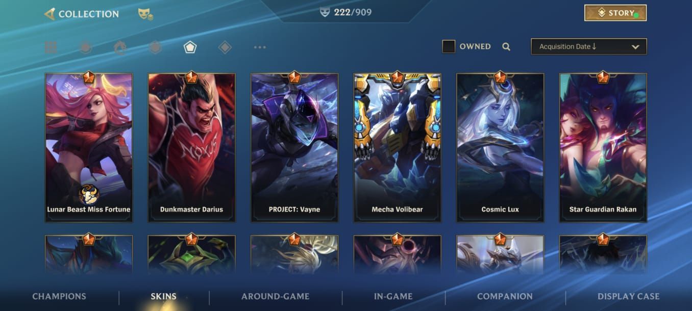 CONTA WILD RIFT | 222 SKINS | EX-DESAFIANTE