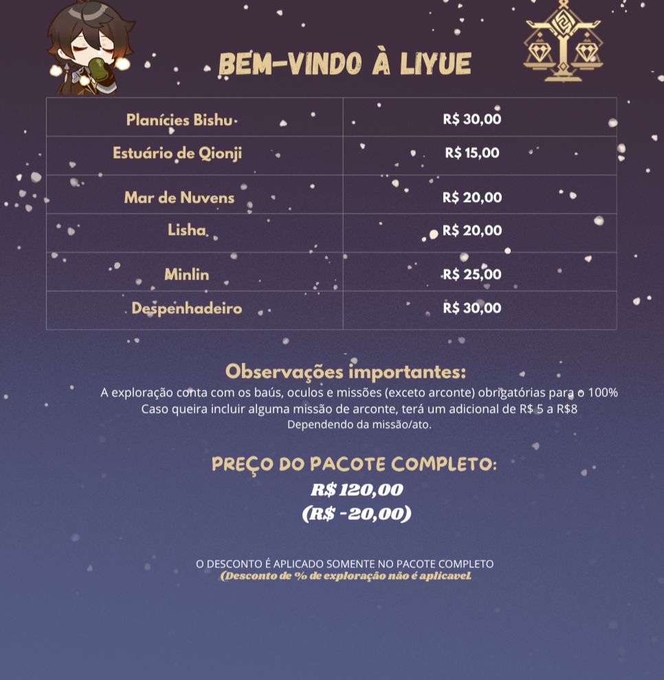 (Serviços Genshin) oculos | baús | exploração | farm