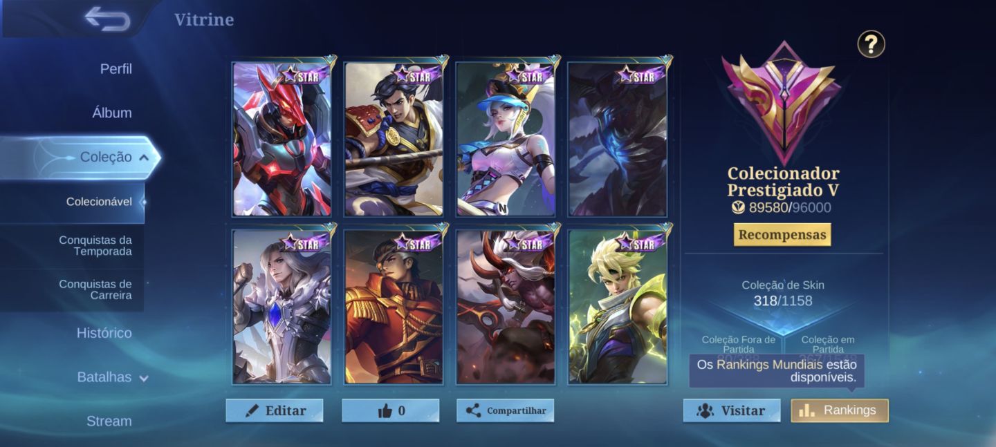 Conta Móbile legends Colecionador Prestigiado