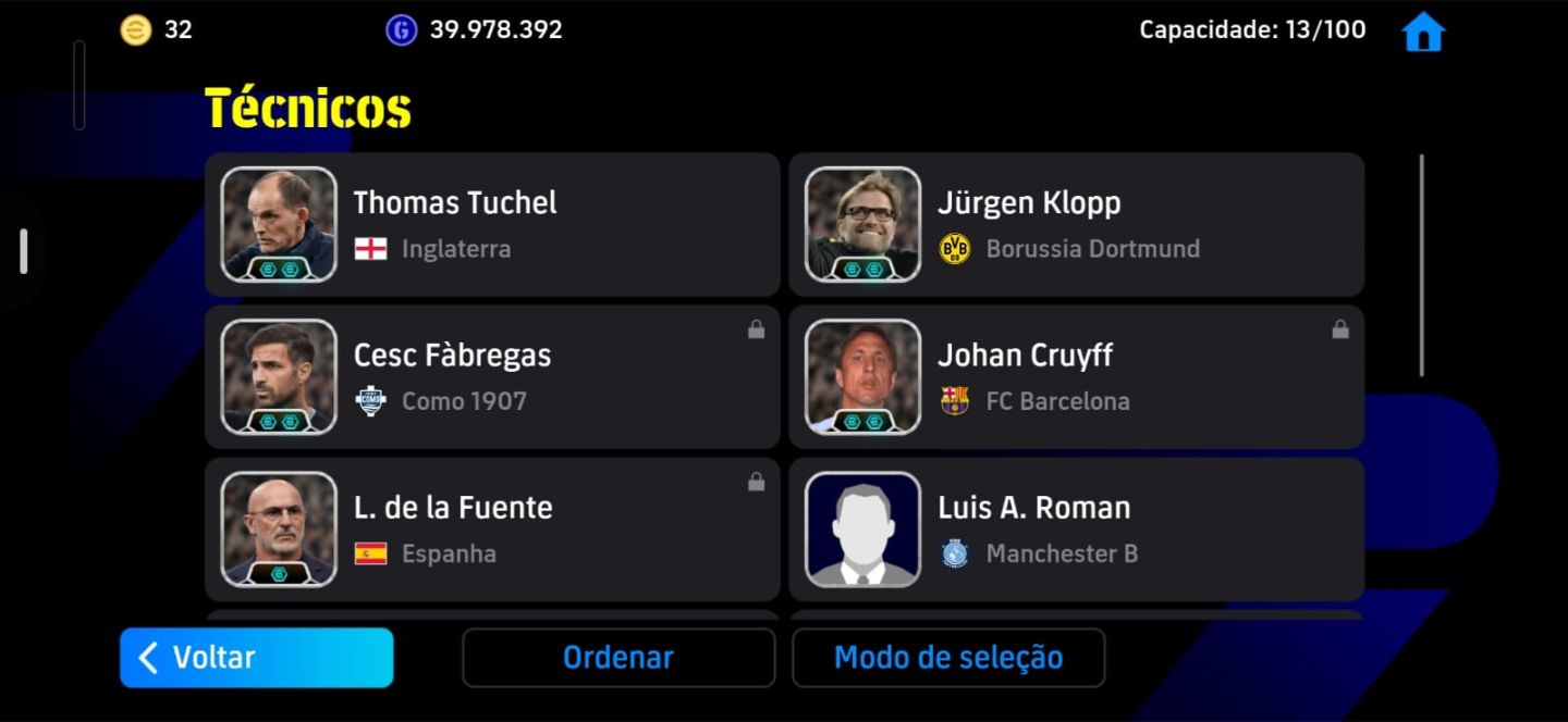 CONTA eFOOTBALL TOP! FORÇA COLETIVA 3250 ELENCO FORTE COM JOGADORES 106