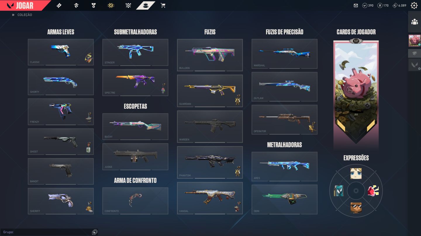 CONTA ASCENDENTE COM FACA KARAMBIT RGX E ZEROFANG, 2 VANDAL E 2 PHANTOM