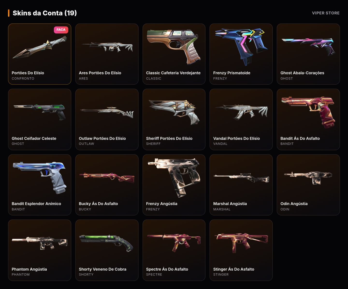 PROMOÇÃO (VALORANT) | GOLD 1 | 1 FACA | 19 SKINS | LEVEL 106