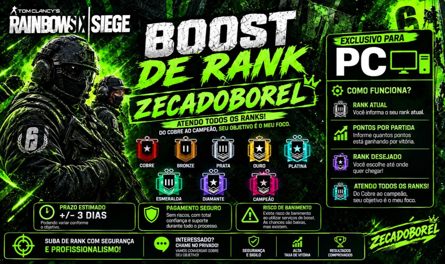 R6 PC | BOOST DE RANK DO COBRE AO CAMPEÃO | ELOJOB RÁPIDO E SEGURO