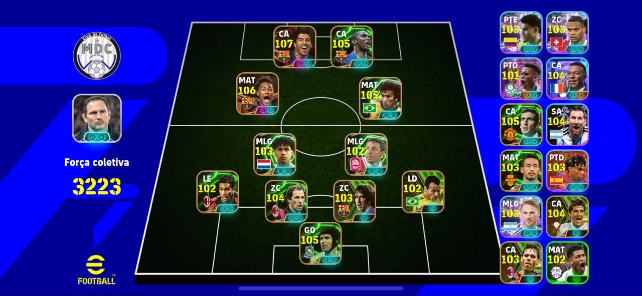 CONTA EFOOTBALL COM NEYMAR TRIO MSN 107, SUAREZ DO TRIO E E CIA