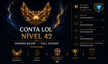Conta LOL | Ouro IV (MD5) | Nível 42 | Ranked Ready | Full Acesso