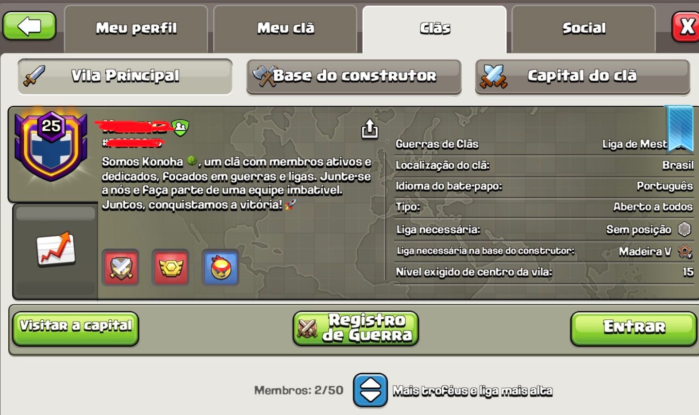 Clã nv 25 top liga mestre 1