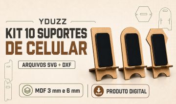 Kit 10 Suportes de Celular MDF 3mm e 6mm | SVG + DXF para Corte Laser CNC
