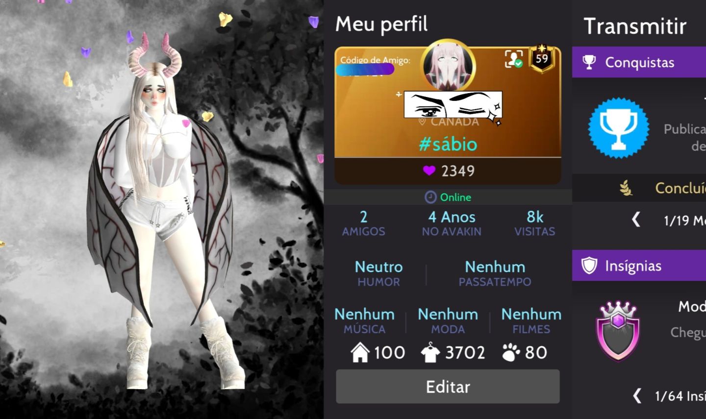 CONTA FEMININA DE AVAKIN LIFE!! NÍVEL 59 E COM + VIP!!