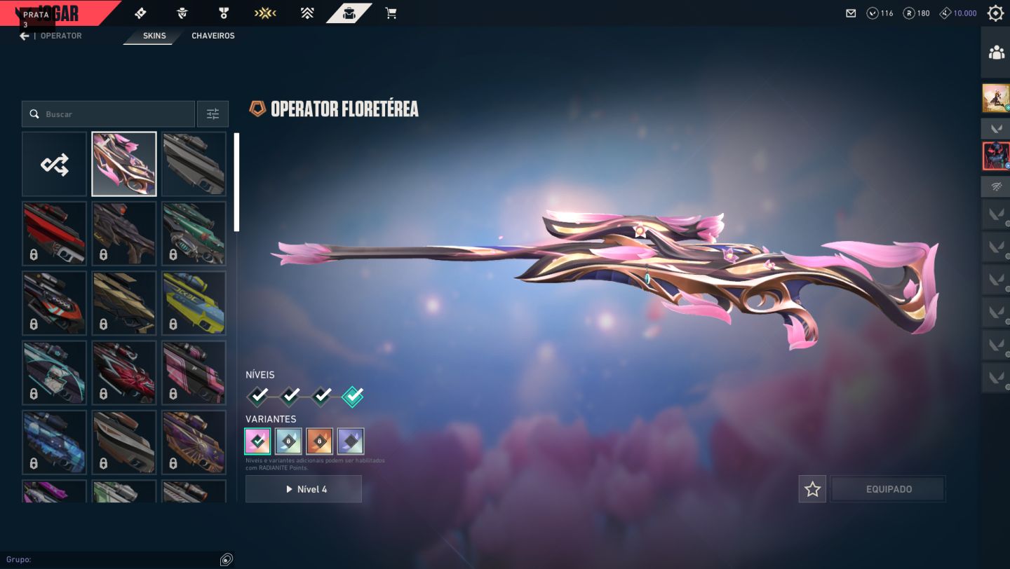 Conta valorant lvl 155 elo prata 3