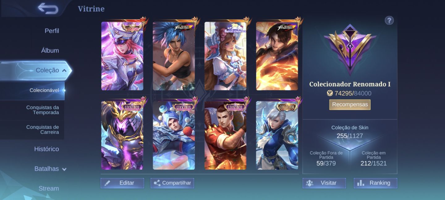CONTA MLBB 255 SKINS + legend da FREYA , FULL EMBLEMA PRA SAIR RAPIDO!!