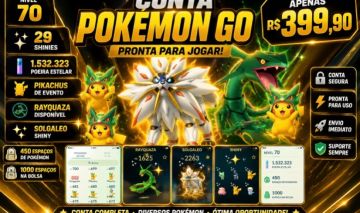 OPORTUNIDADE! Conta Pokémon GO Nível 70 | 29 Shinies | +1,5M Poeira