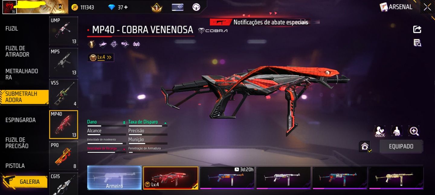 CONTA DE FREE FIRE COM MELHOR UMP ATRIBUTADA DO JOGO!