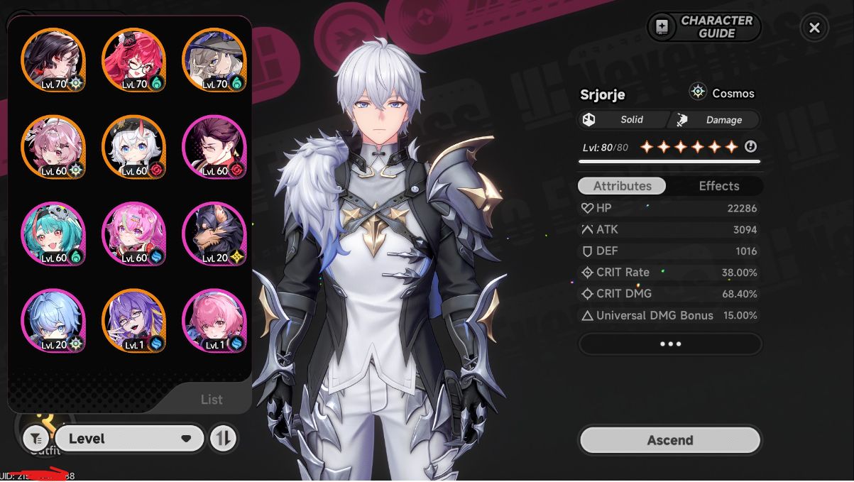 Conta NTE com vários Personagens tier S, Porche e Shinku C1