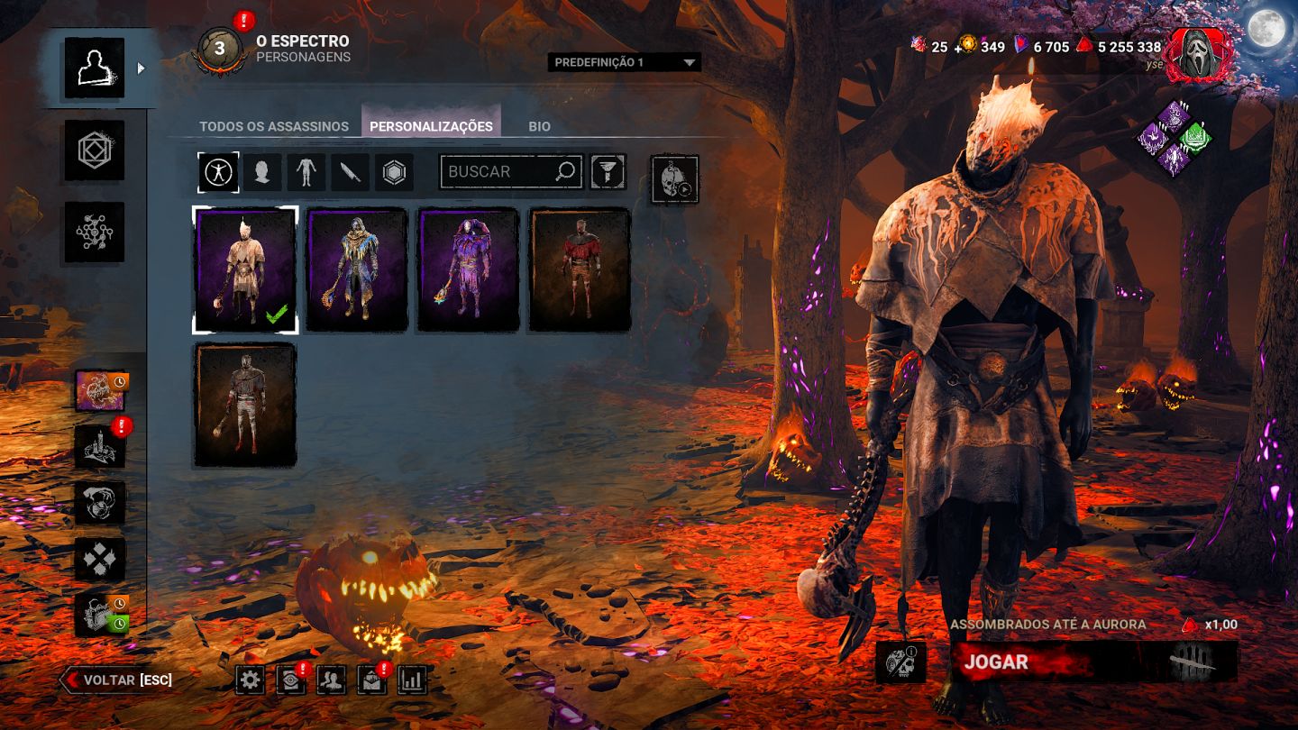 Conta DBD com bordas legacy, DLC do Myers, muitas skins e P100
