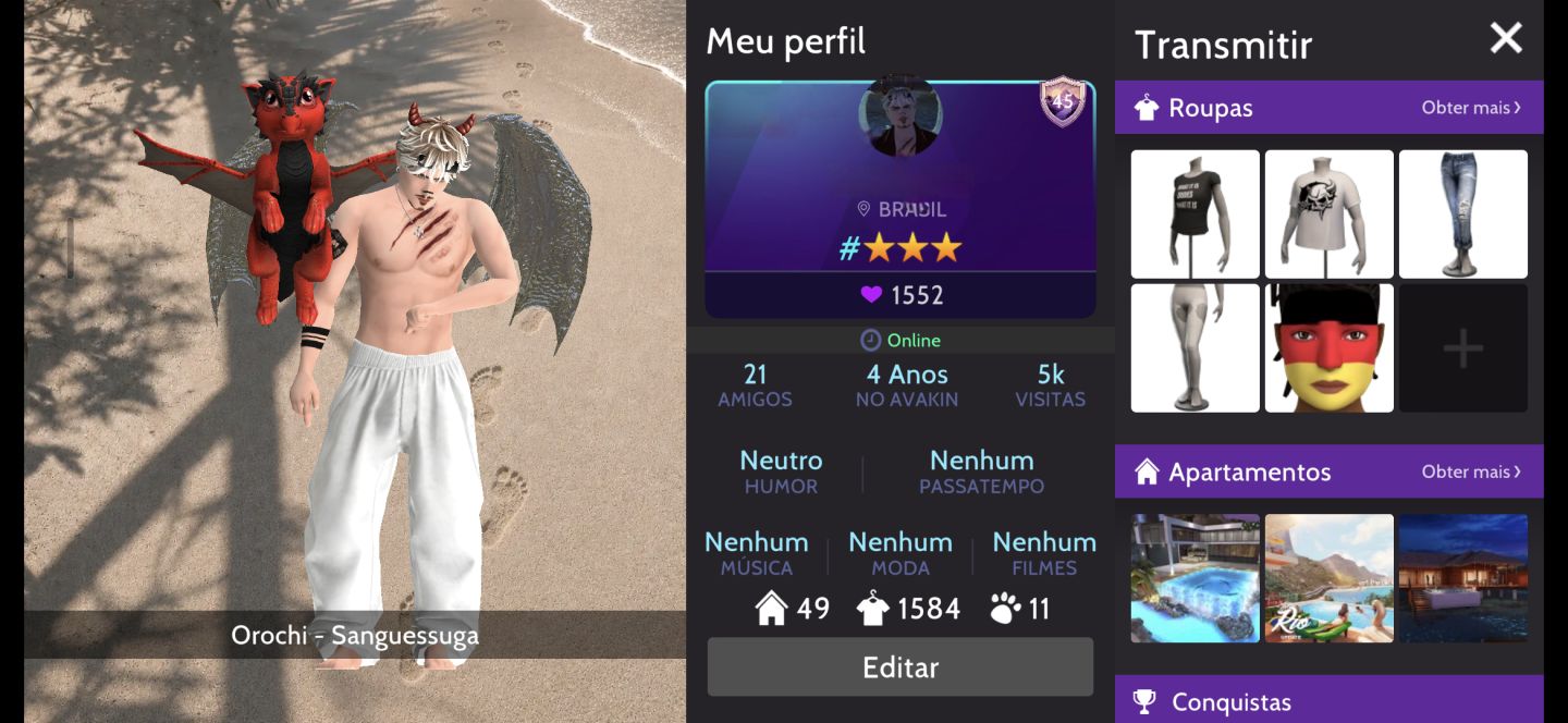 CONTA DE AVAKIN LIFE MASCULINO, MAIS DE 1580 DE ROUPAS + ITENS RAROS +ASAS