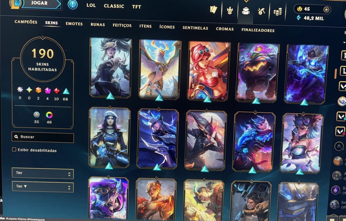 LOL 190 SKINS | 2 ULTIMATE + 4 MÍTICAS | D4 | CONTA 14 ANOS | ÚNICO DONO