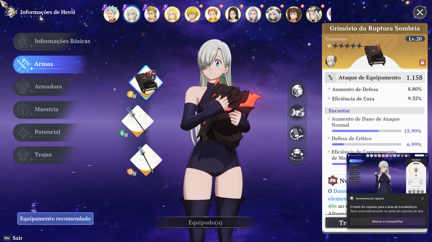 Conta 7DS origin - Ban P10 e Elizabeth P6