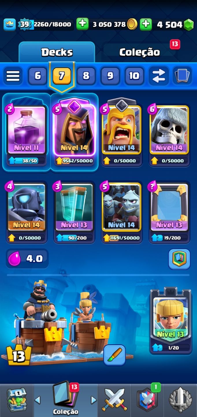 Conta Clash Royale - 8 anos - 10mil troféus - 11000 Gemas - 4Mi ouro - Arena 25