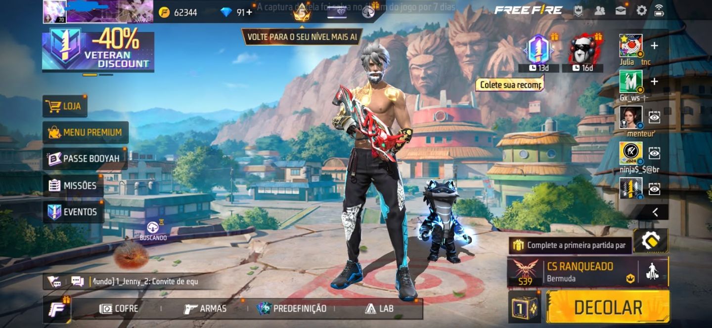FREE FIRE | CONTA ANTIGA 7 ANOS | SUPER GEMADA | +1.000 PEITAS