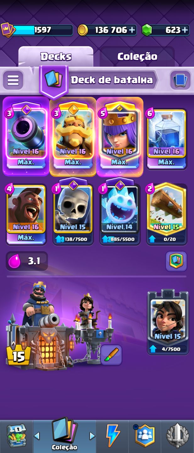 Conta Clash Royale LVL 15 14500 troféus 14 evoluções, 5 herois (NICK GRATIS)
