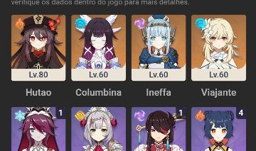 Conta com hutao,columbina,ineffa e qiqi