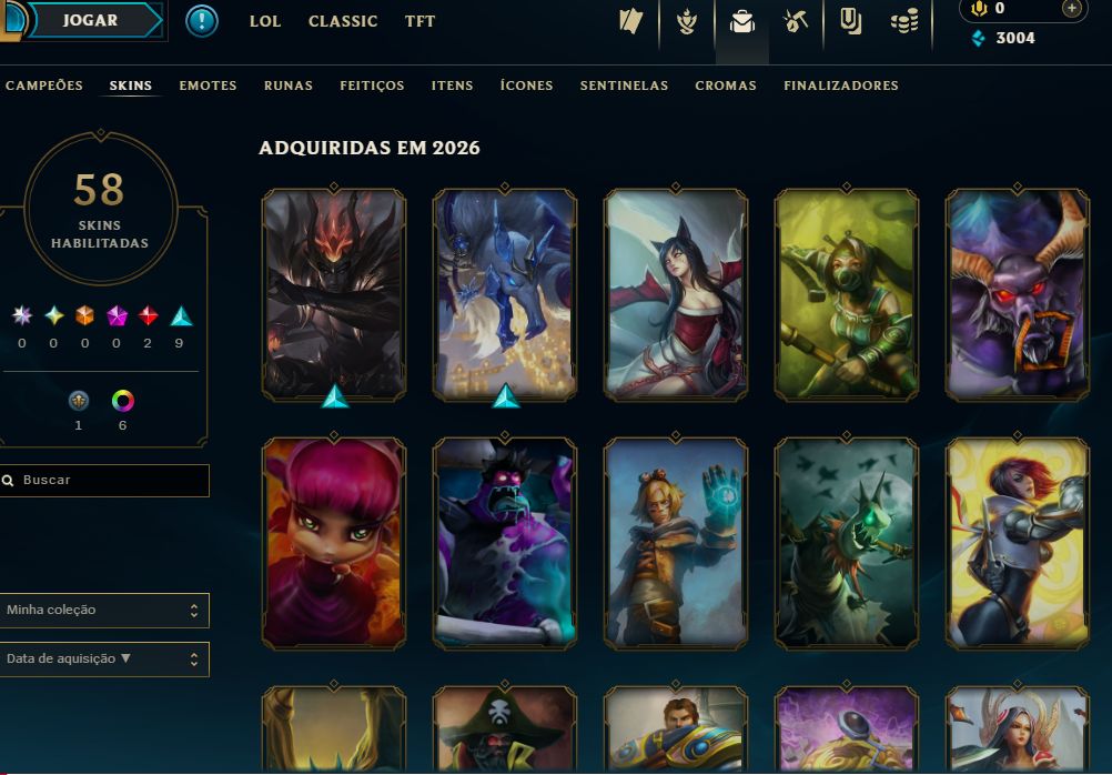 [Entrega Automática] Conta Lol Ouro, 58 Skins, 2 Lendárias, Lvl 78, Upada na Mão