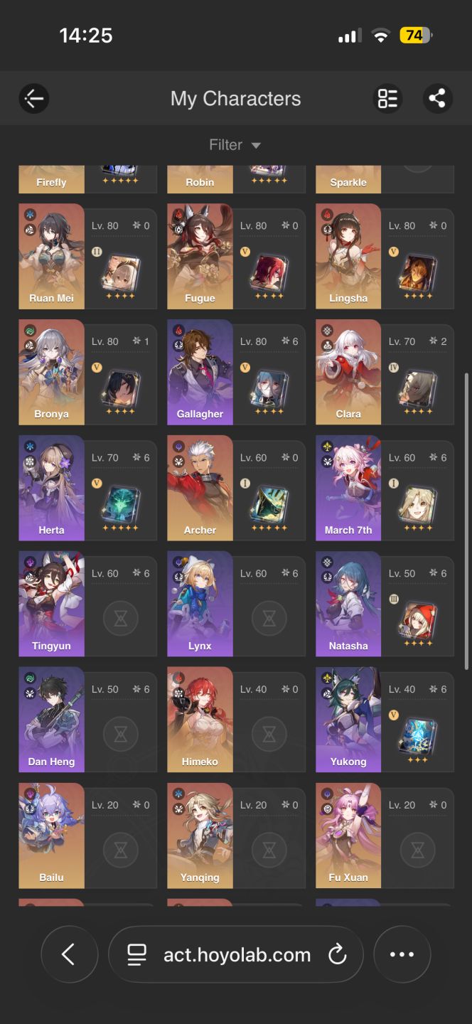 Conta honkai nv 70 e ar58 desde 2020