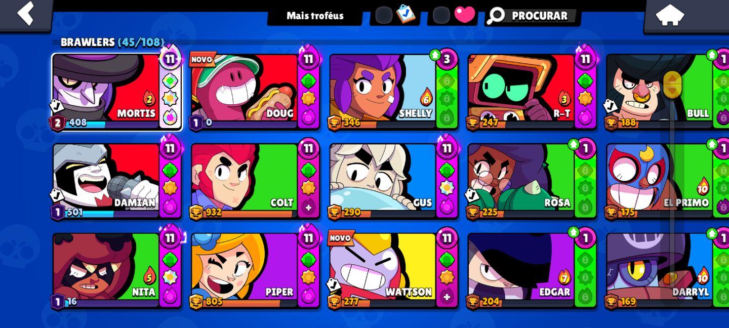 CONTA DE BRAWL STARS COM MORTIS 2400+ TROFÉUS E ENTRE OUTROS UPADOS APROVEITE!!