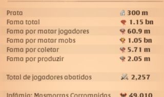 CONTA ALBION ONLINE 1.1 BN DE FAMA - 300M DE PRATA LÍQUIDA