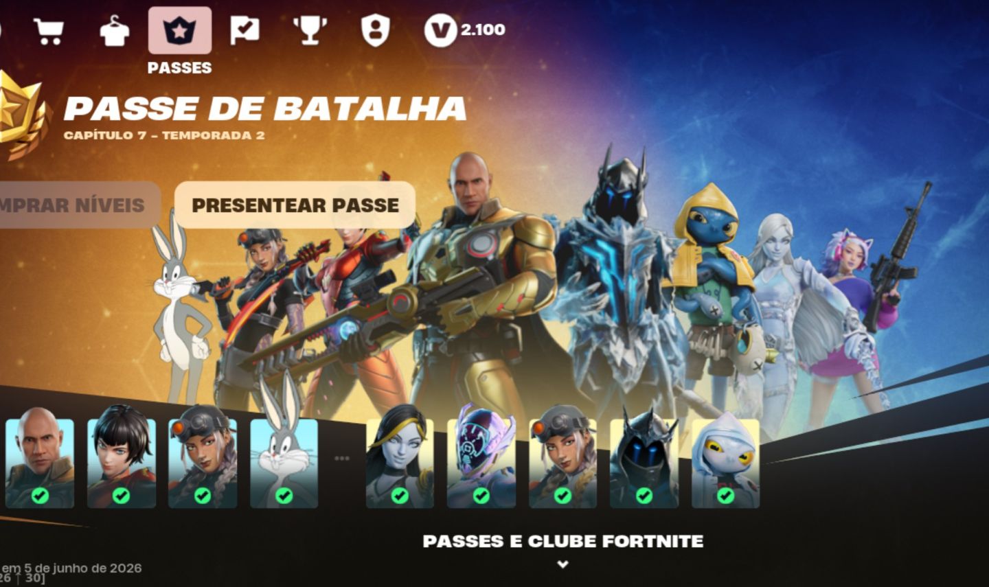 SUBO/UPO SEU PASSE DE BATALHA NÍVEL 0-200 (ALTA DISPONIBILIDADE) - FORTNITE