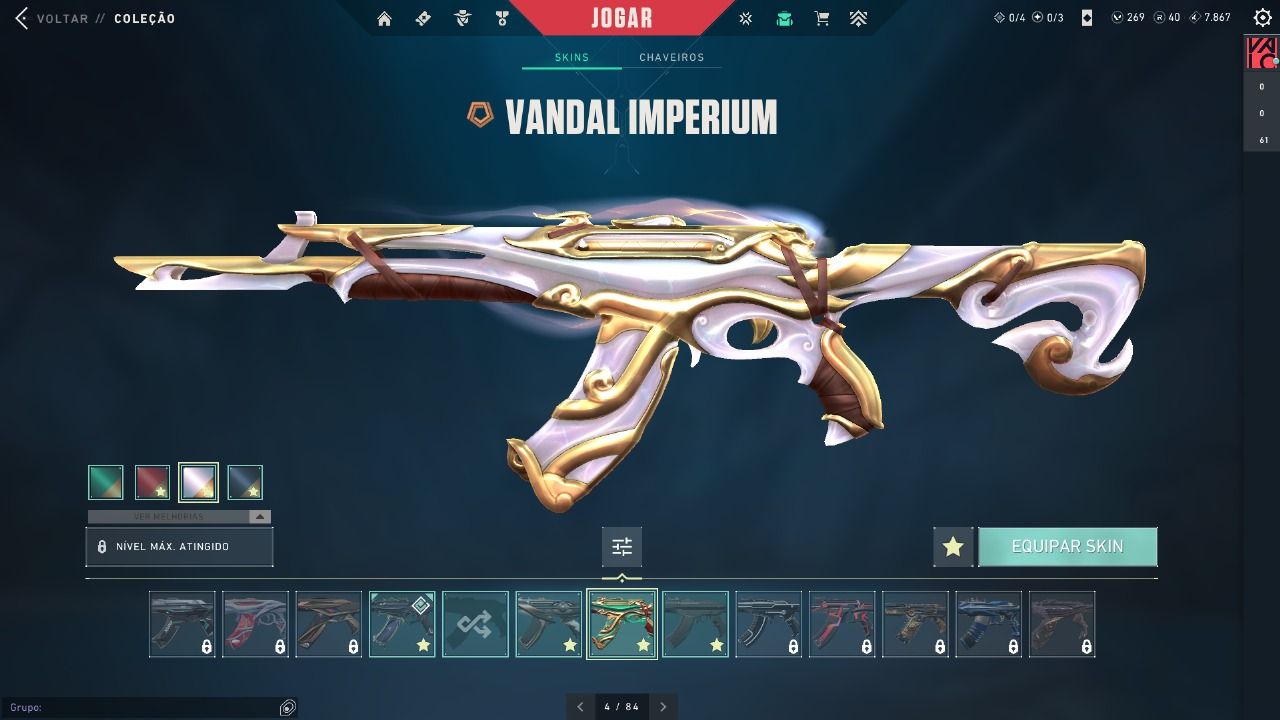 10 SKINS, OURO 2 , TODOS OS PERSONAGENS.