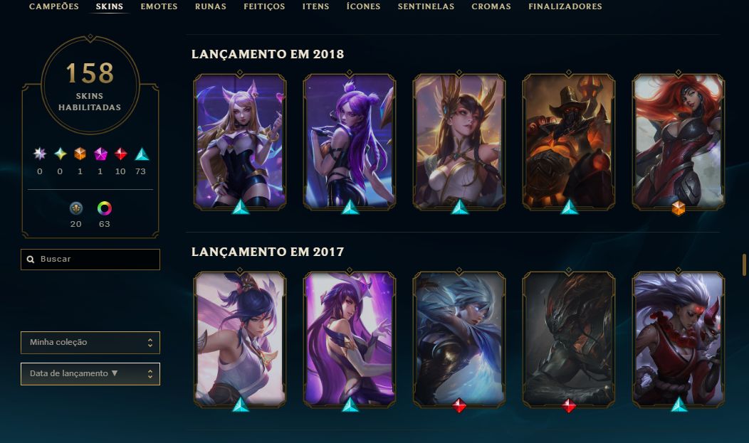 CONTA DE LEAGUE OF LEGENDS ESMERALDA TODOS OS PERSONAGENS LIBERADOS!