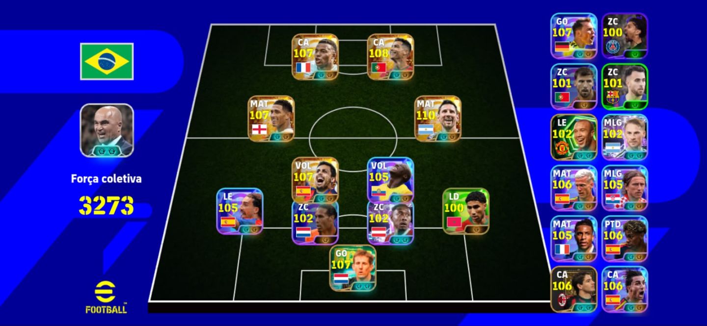 CONTA EFOOTBALL COM MESSI BIG TIME E CRISTIANO BIG TIME!!