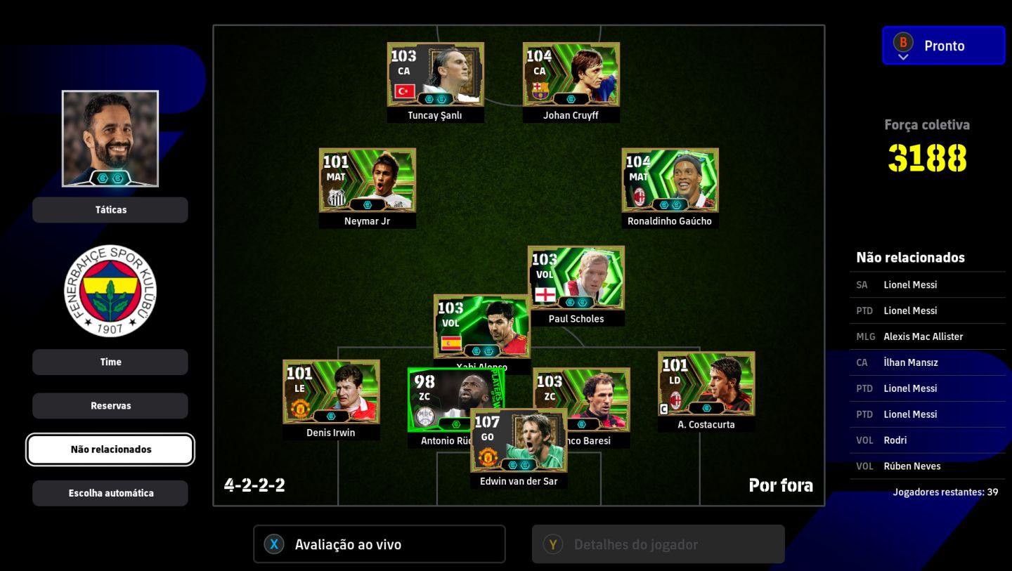 CONTA eFOOTBALL STEAM | FORÇA 3188 | CRUYFF, RONALDINHO, NEYMAR, VAN DER SAR E M