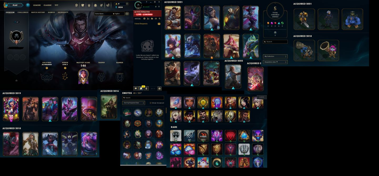 CONTA LV 87 | CRIADA EM 2016 | 26 SKINS | 1 ULTIMATE/MITICA