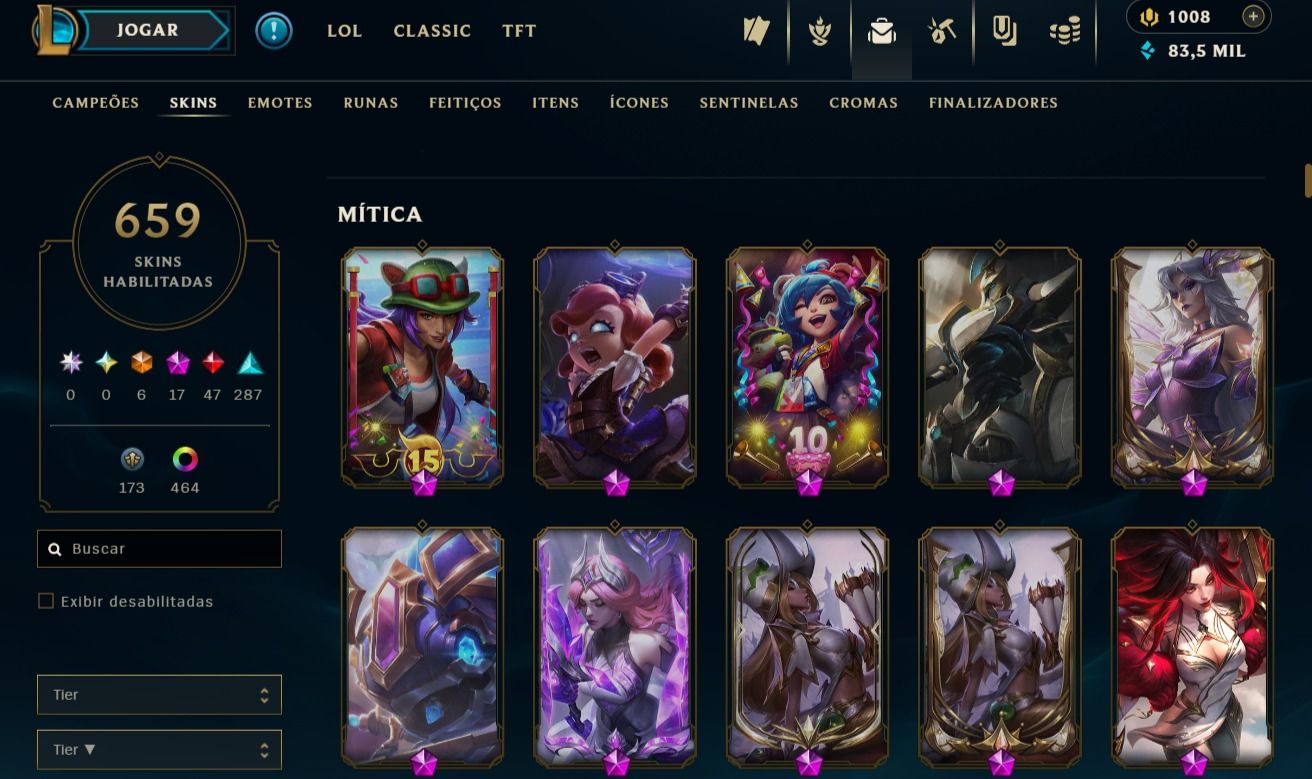 Lvl 767 | 659 skins | 1008 RP | Bordas e muitos mais