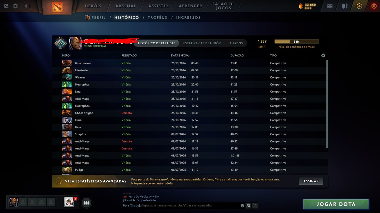 Conta Dota 2 Cruzado 2 Behavior 11.981/12.000 - 1.859 MMR Main Pool