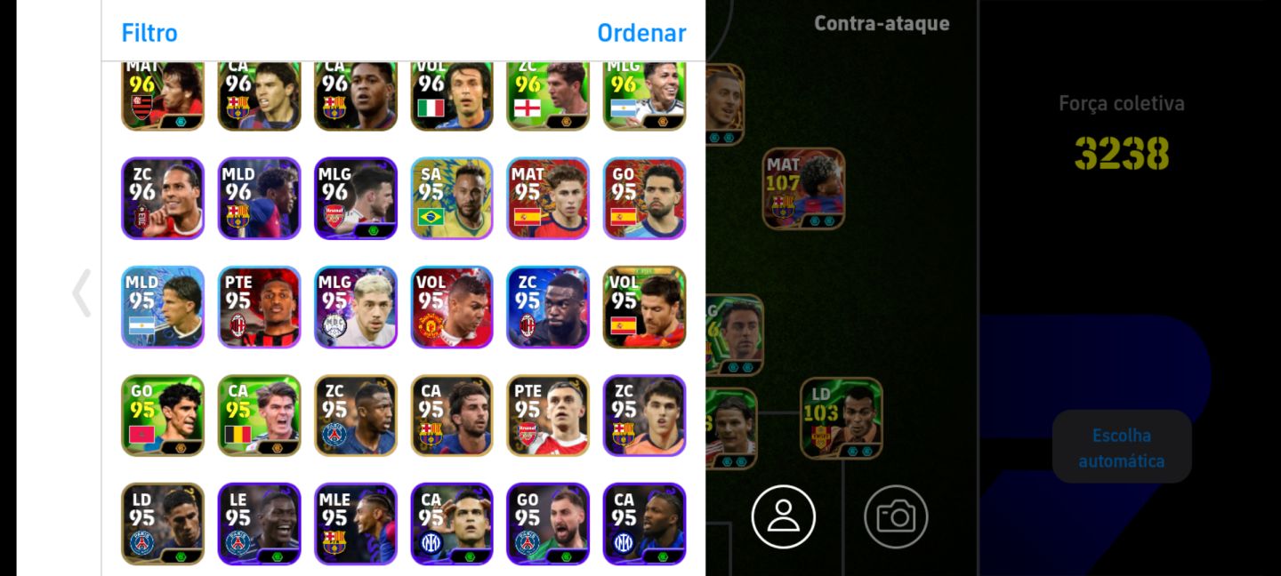 Conta Efootball Mobile com diversos épicos