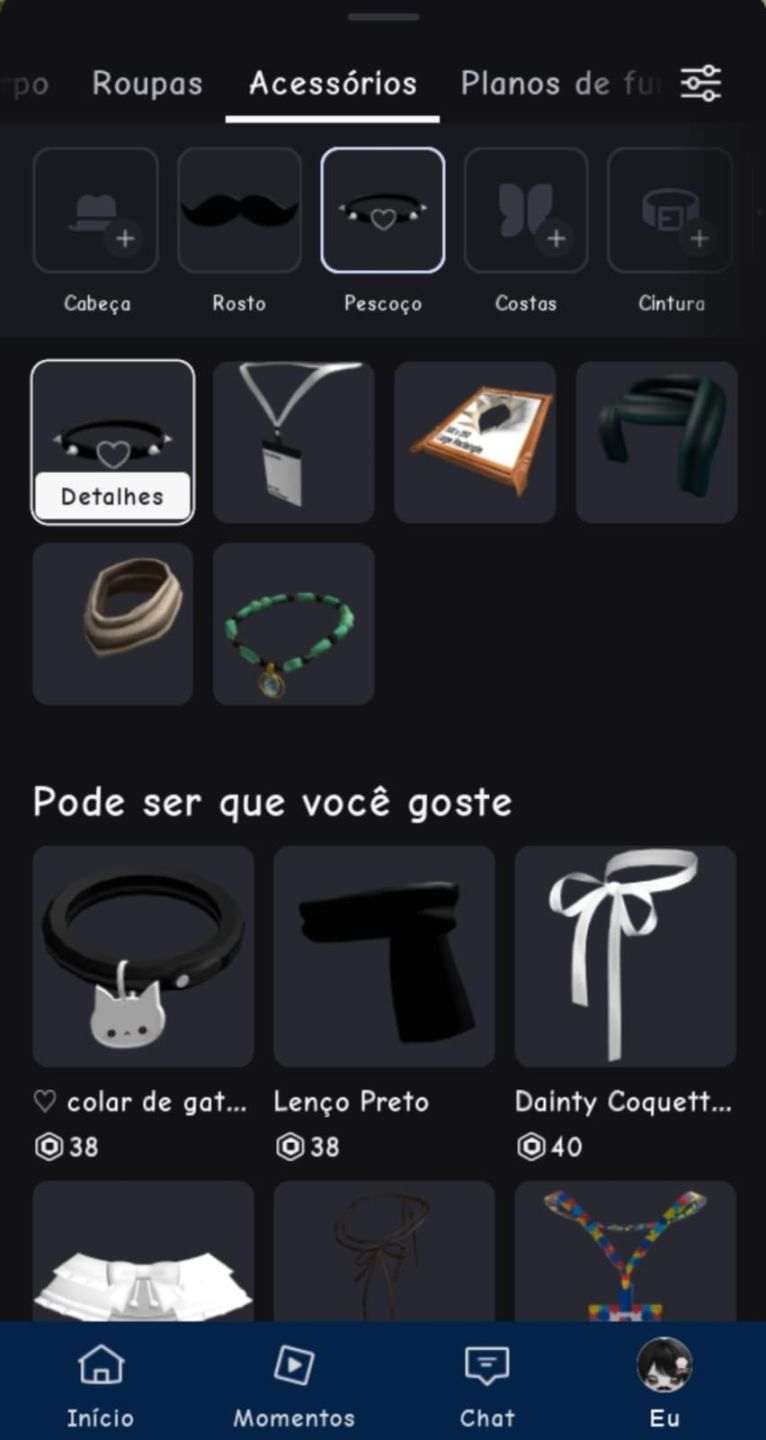 CONTA FEMININA ROBLOX