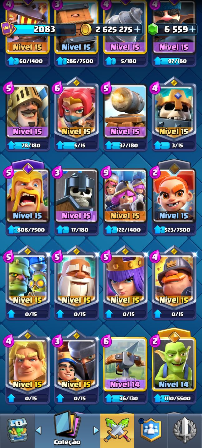 Conta de Clash royale bem upada e com várias evoluções