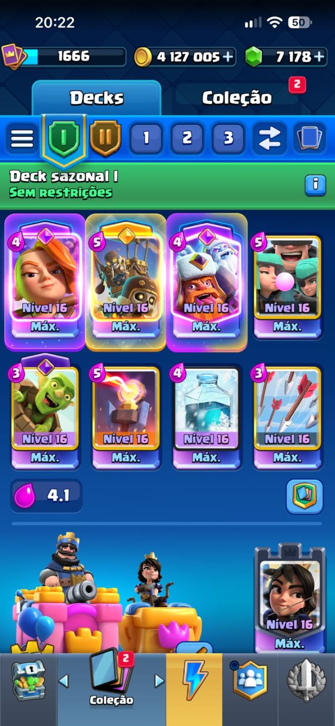 Conta clash royale arena max +4milhao ouro +7k gema