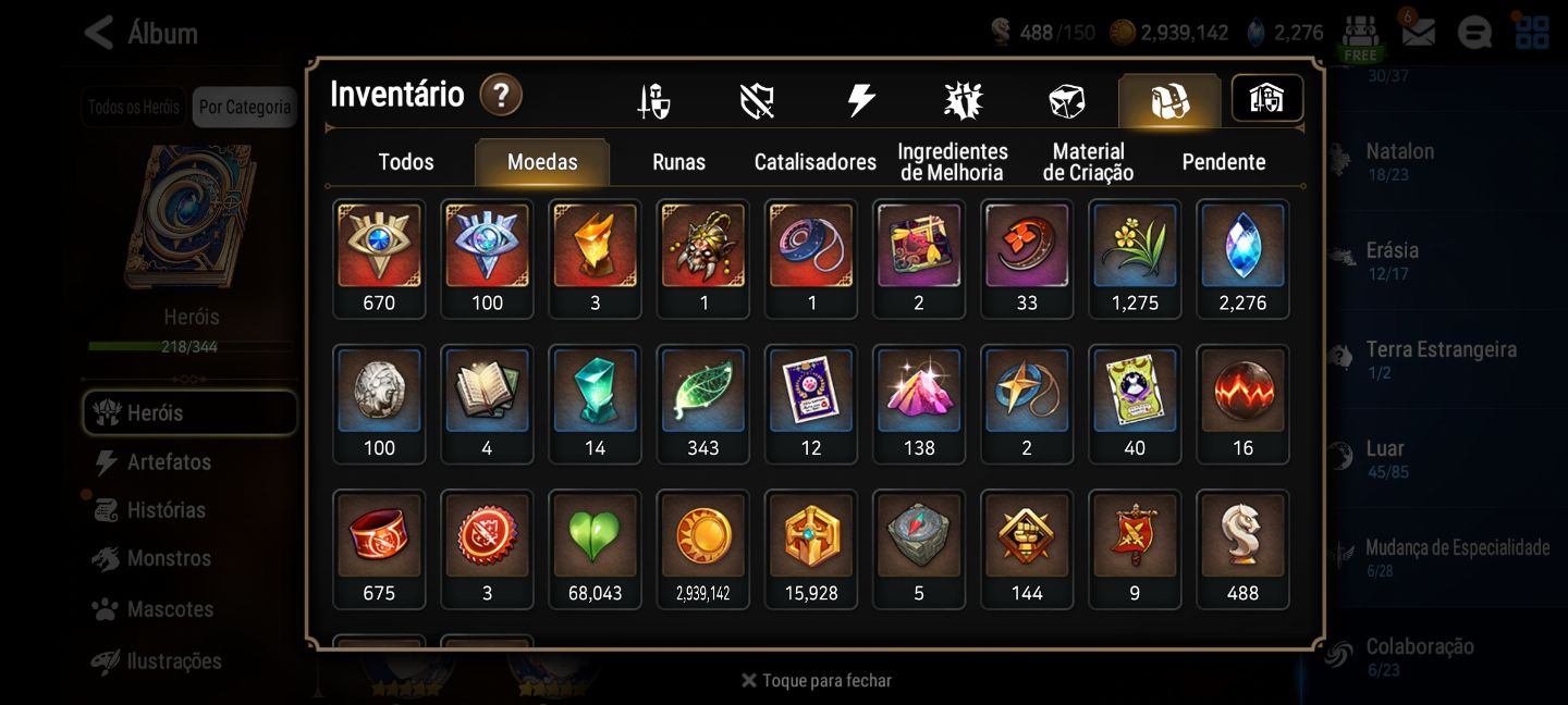 [EPIC SEVEN] CONTA MIDGAME. ALGUNS ML E LIMITADOS.
