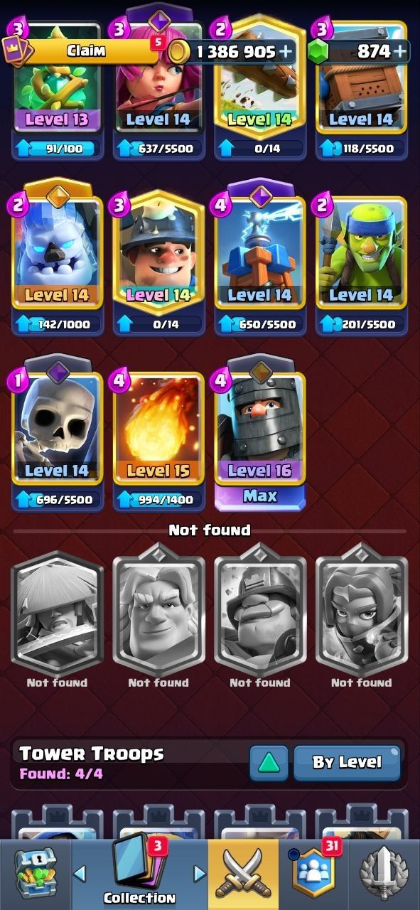 Clash Royale Lv14 | 10.100+ Troféus | 5 Evoluções | Skin Torre Rara Fortress