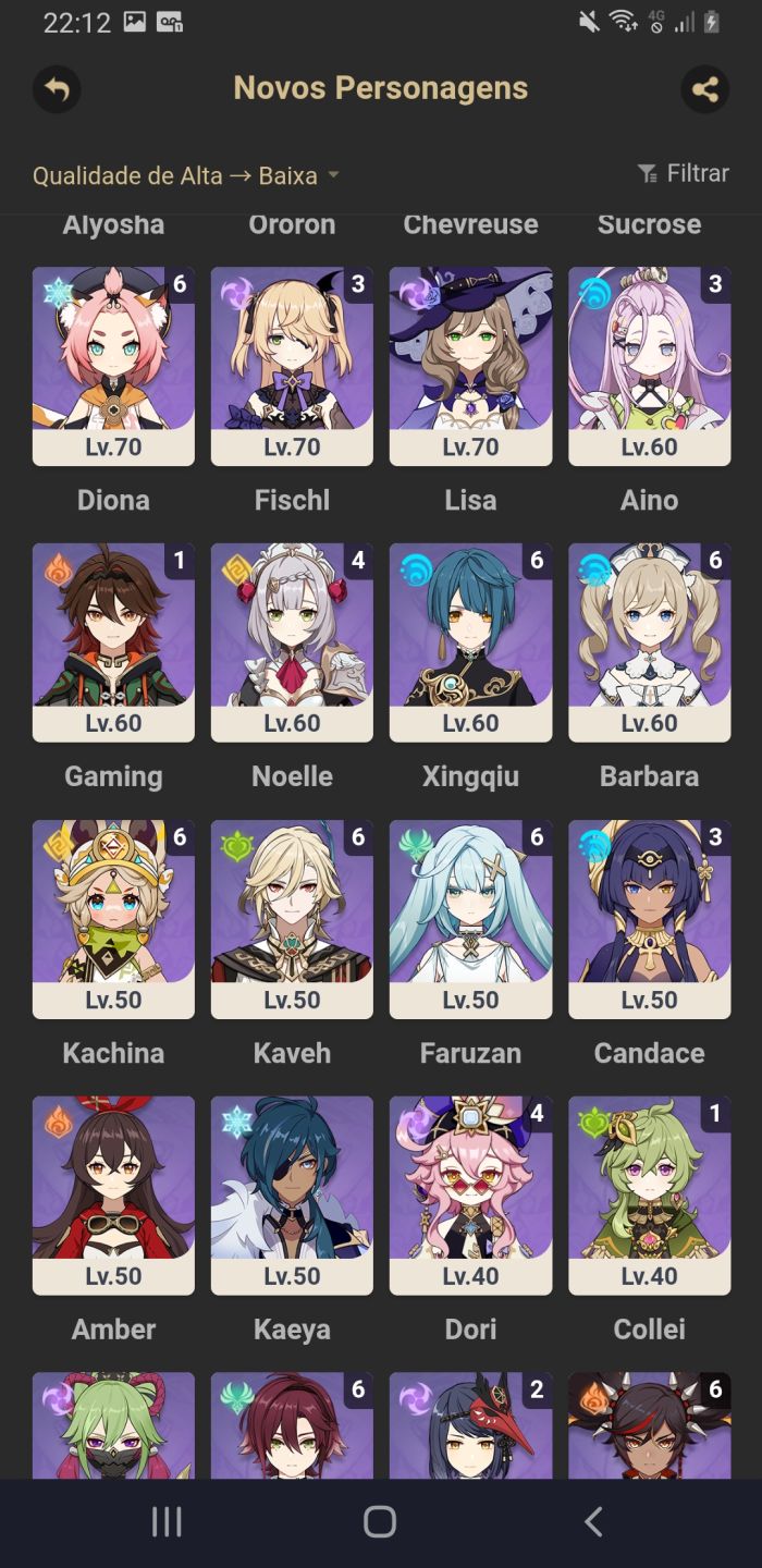 (Negocio) Conta genshin no garantido + 19 personagens + algumas armas 5 estrelas