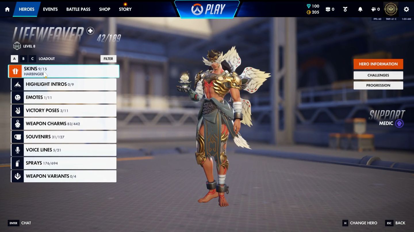 Conta OW com várias skins e prismas