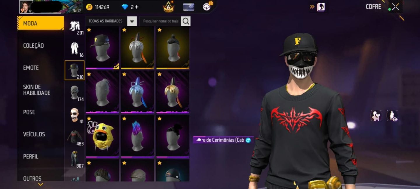 Conta Free Fire, Calça Angelical Azul, Segundo Passe, Lvl 72
