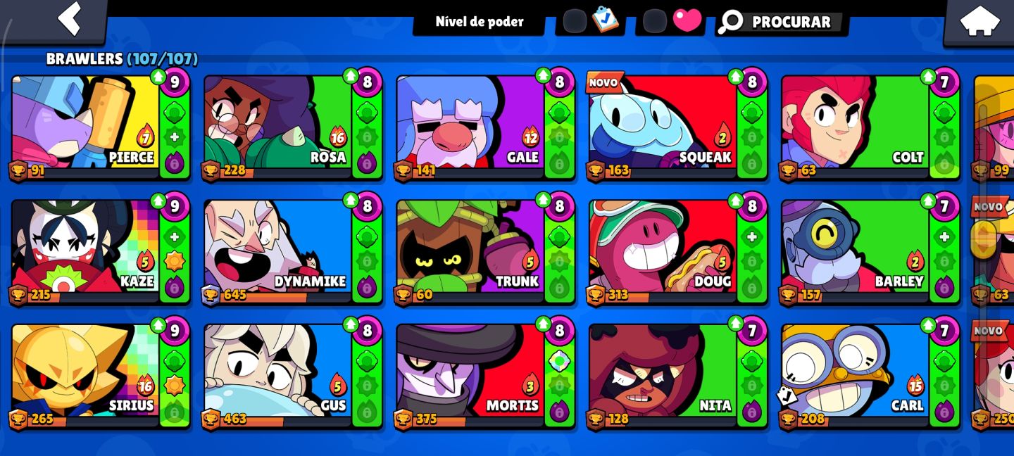 Conta brawl stars todos os brawlers 108/108
