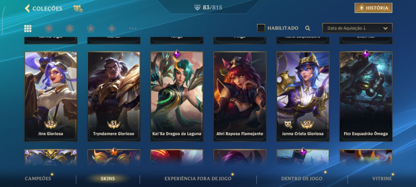 Conta lol com ótimas skins